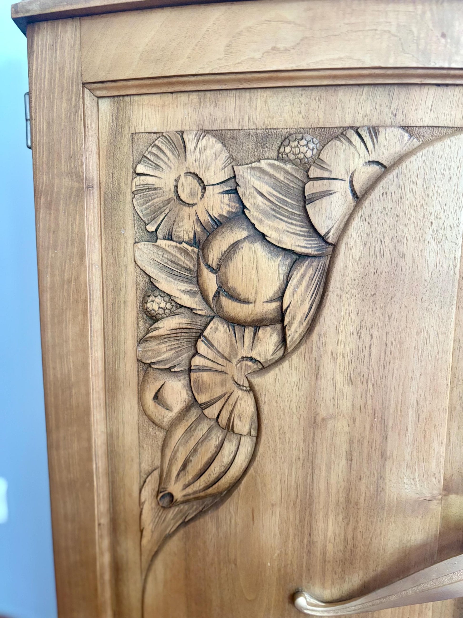 Adelaide - Art deco sideboard in solid oak / Rustic sideboard / Art deco marble top buffet / Antuque furniture