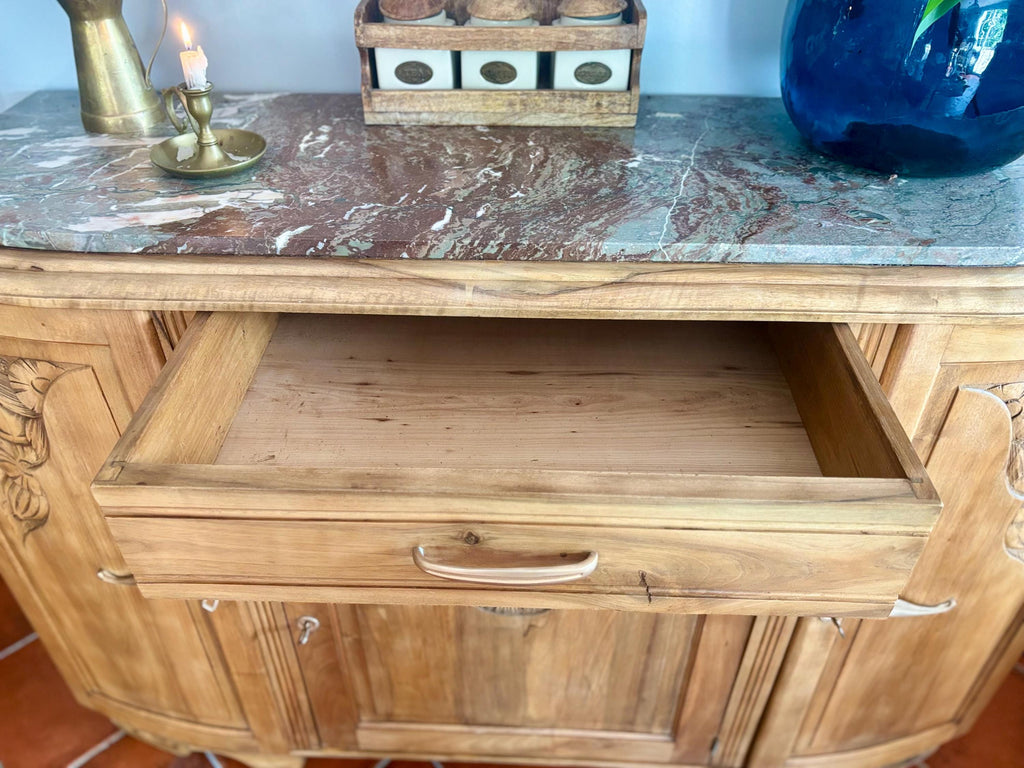 Adelaide - Art deco sideboard in solid oak / Rustic sideboard / Art deco marble top buffet / Antuque furniture